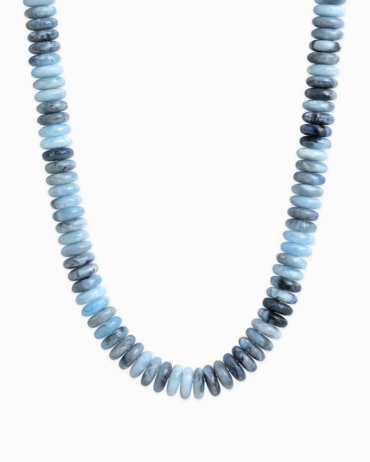 Neutral Color Wide Marble Beaded Necklace: Navy
