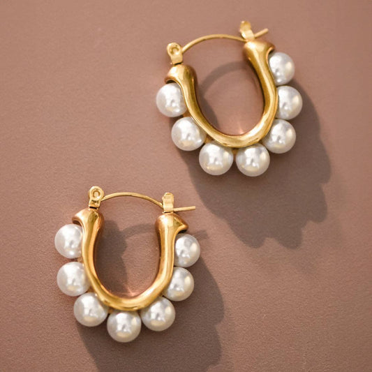 18K Gold Plated Waterproof Stainless Steel Hoop Earrings