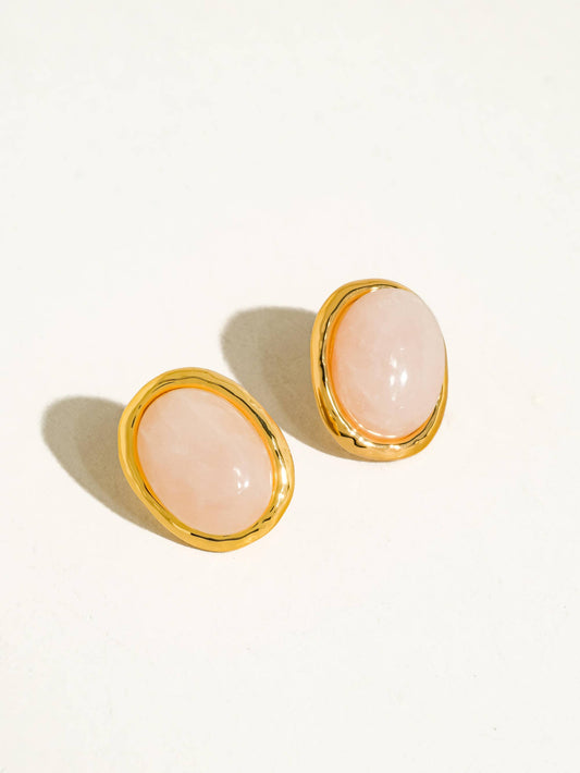 Dahlia 18K Gold Vintage Natural Stone Earring: Rose