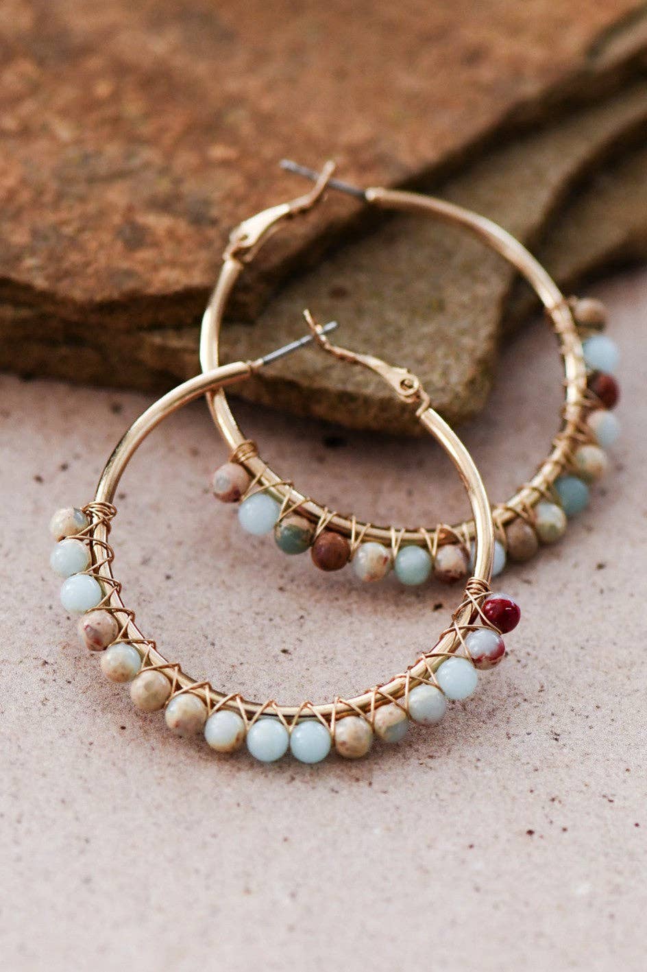 Boho Jasper Stone Beaded Earrings