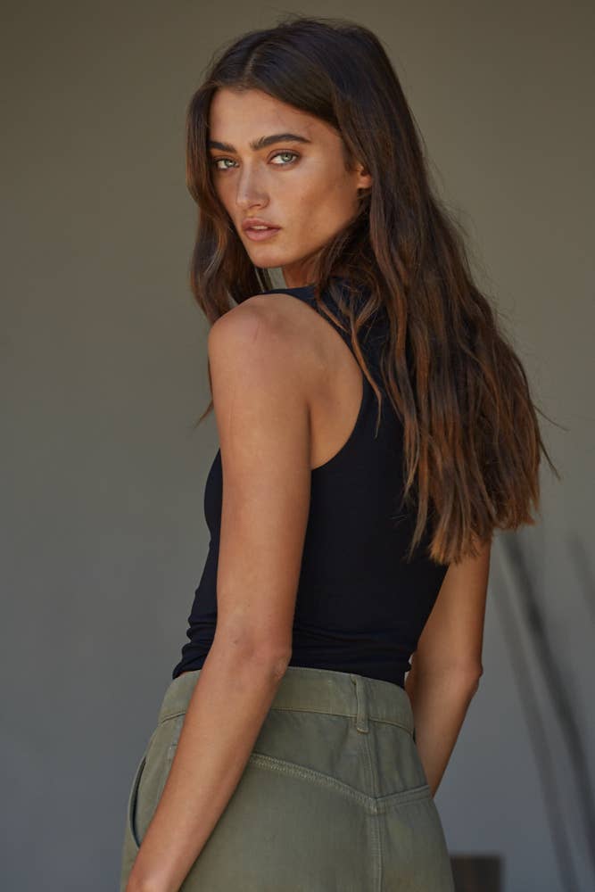 CLEO DOUBLE LINED TANK BLACK
