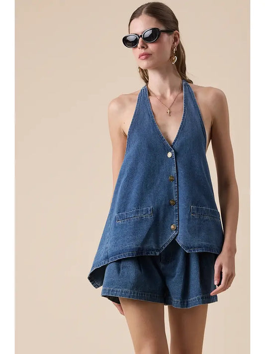 JAZZY DENIM HALTER TOP