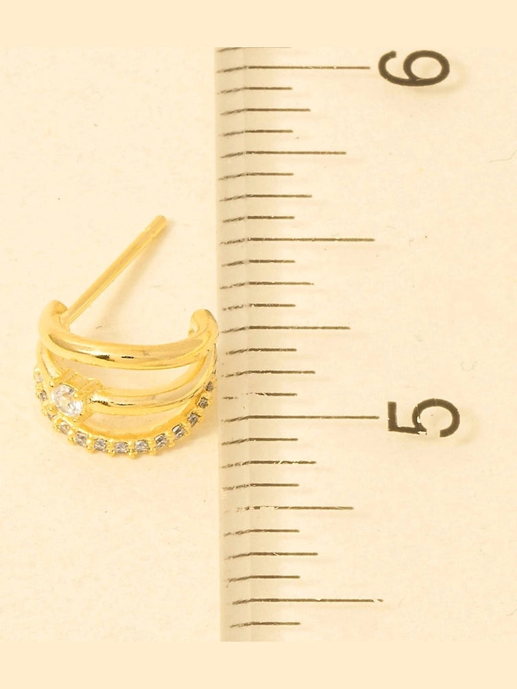 STAY RADIANT PAVE LAYERED HOOP GOLD