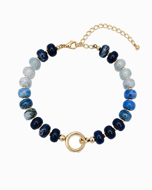 Summer Marble Bead Clasp Bracelet: Navy