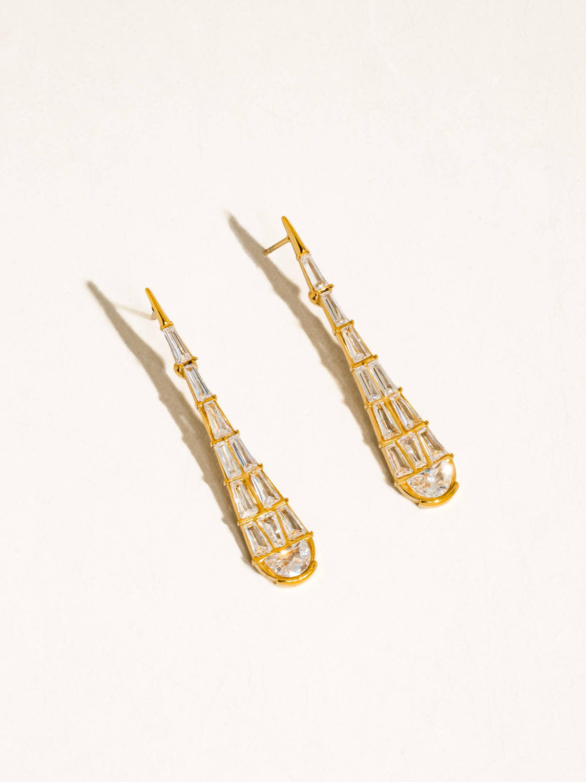 Ronze 18K Gold Non-Tarnish CZ Serpent Earrings: Yellow Gold
