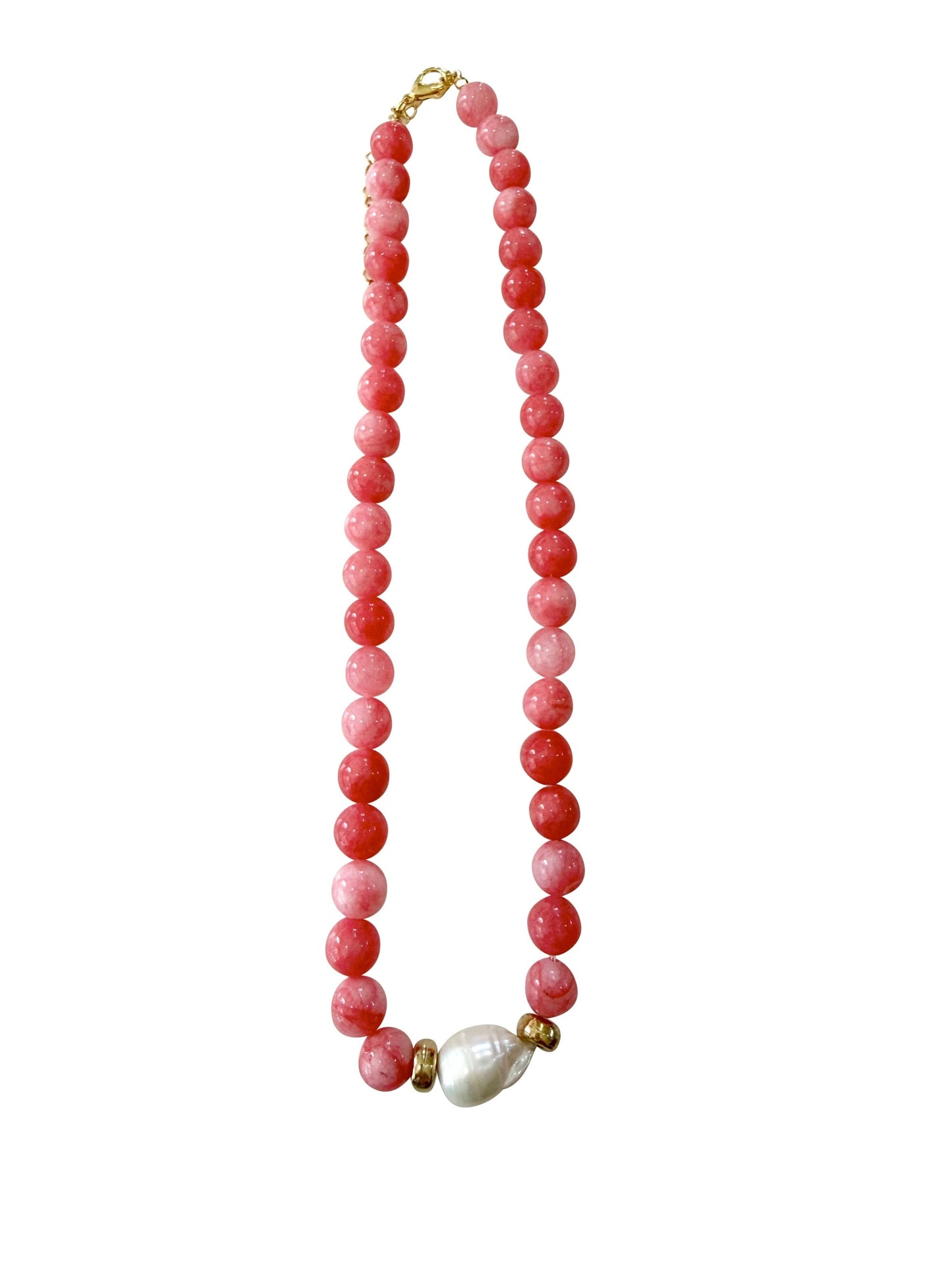 Brenna Coral Beaded Necklace with Pearl Accent
