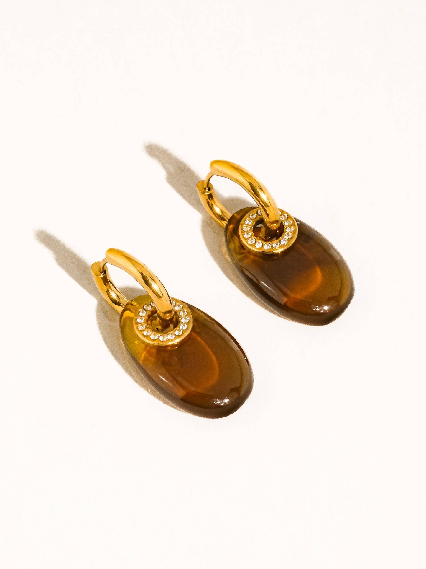 Canari 18K Gold Non-Tarnish Resin Hoop Earrings: Brown