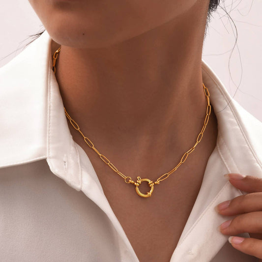 LIFE LATELY WATERPROOF CIRCLE NECKLACE GOLD