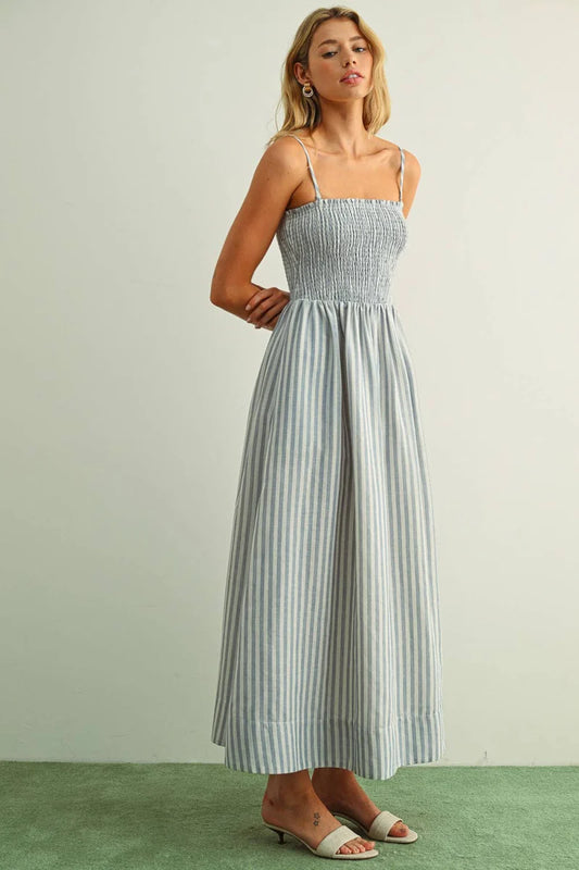 HARBOUR COTTON SMOCKED MAXI DRESS