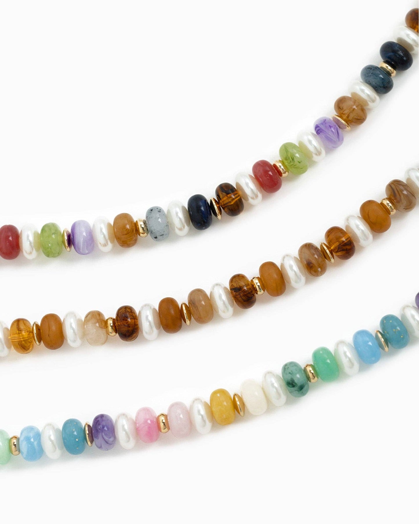 Marble Color Pearl Beaded Necklace: Dark Multi