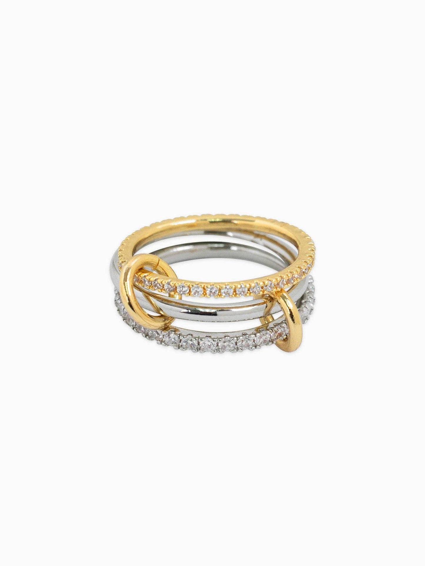 DOUBLE TORUBLE PAVE INTERLOCKING RING