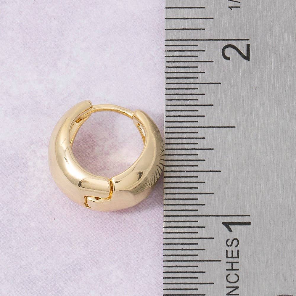 Chunky Tube Huggie Hoop Earrings: Gold