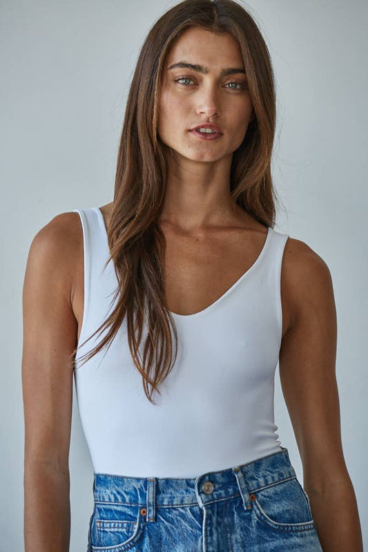 Cleo Double Layered Seamless Bodysuit: White