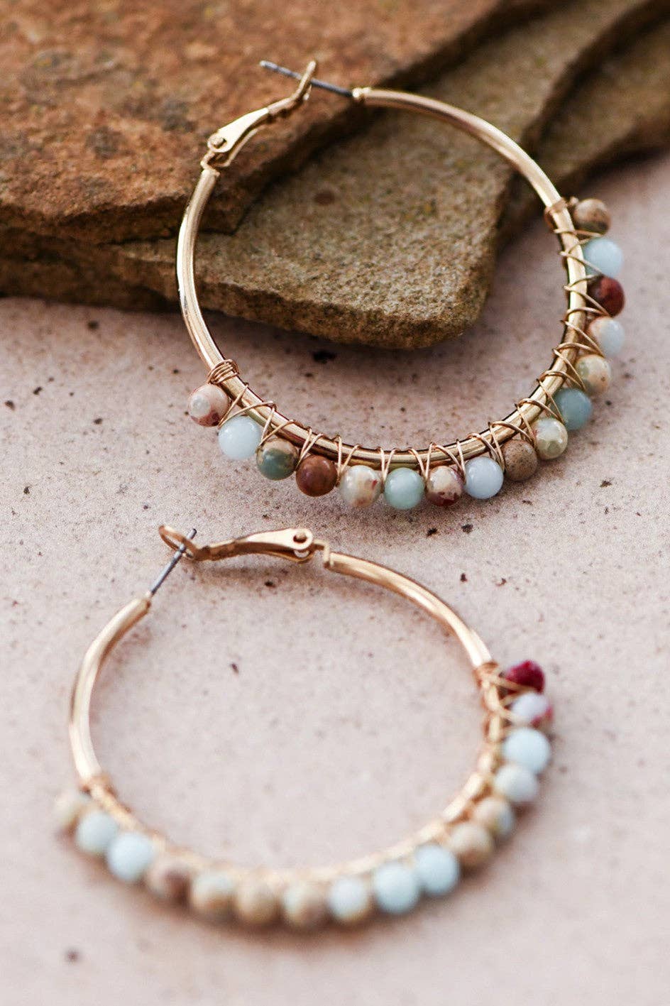 Boho Jasper Stone Beaded Earrings