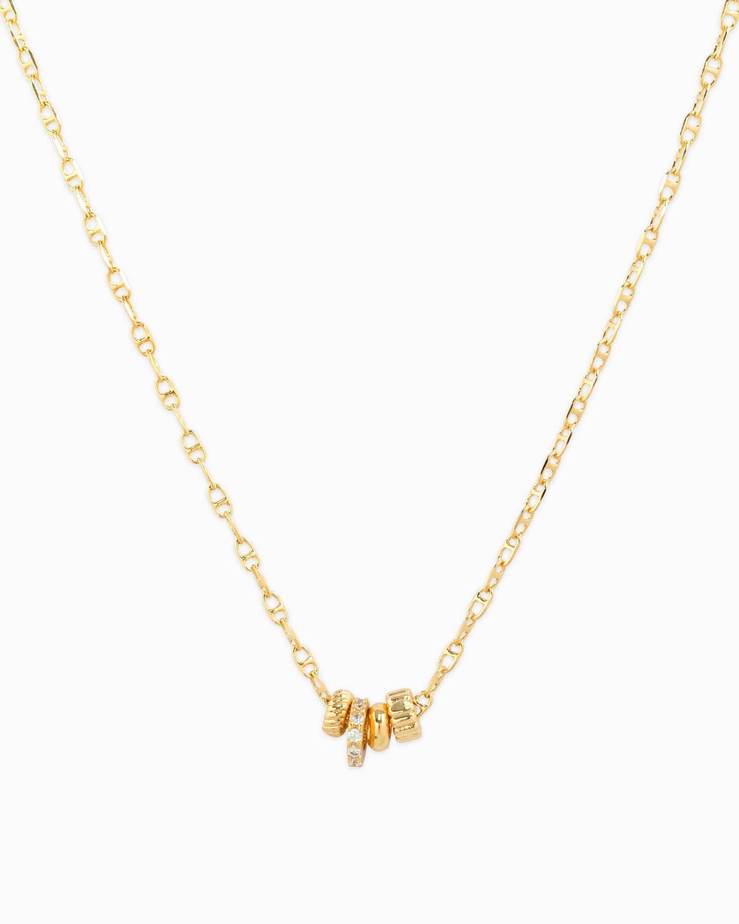 WISHFUL THINKING RONDELLE CZ CHARM NECKLACE: Gold