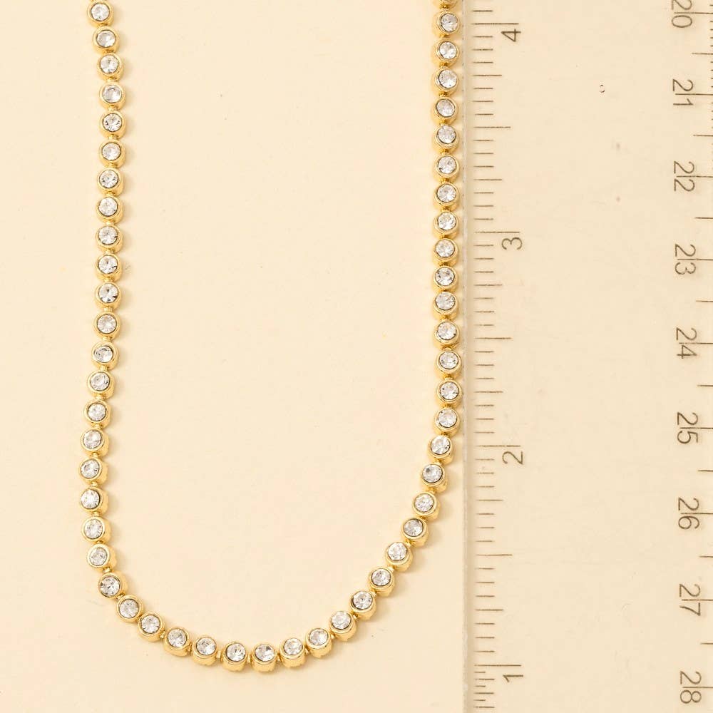 Gold Dipped Cz Tennis Chain Necklace: Gold
