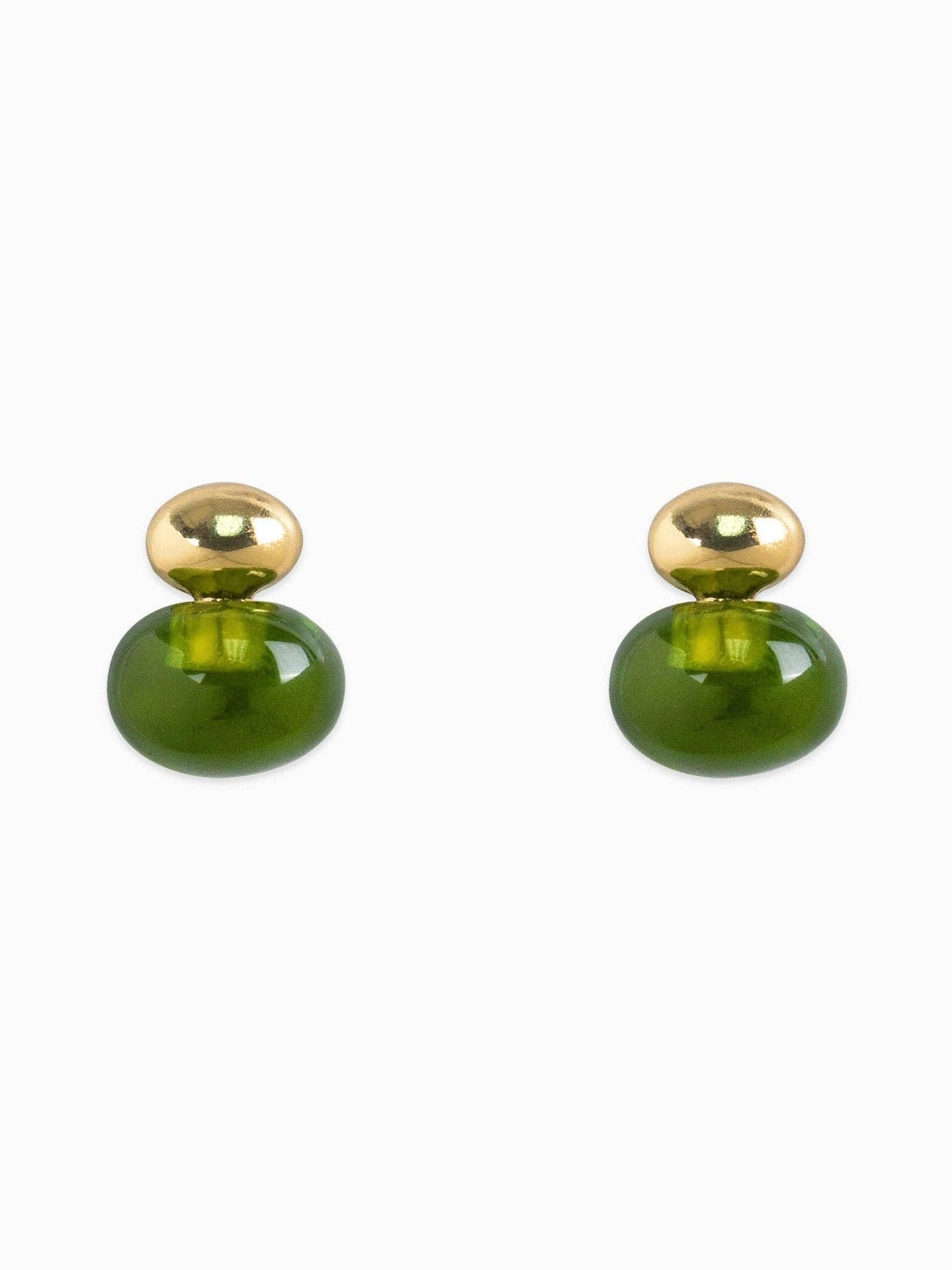 Double Vision Marble Stone Studs: Olive