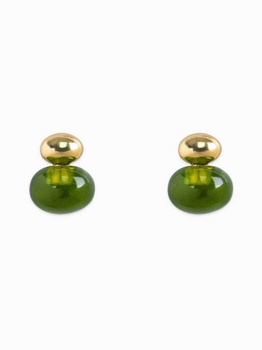 Double Vision Marble Stone Studs: Olive