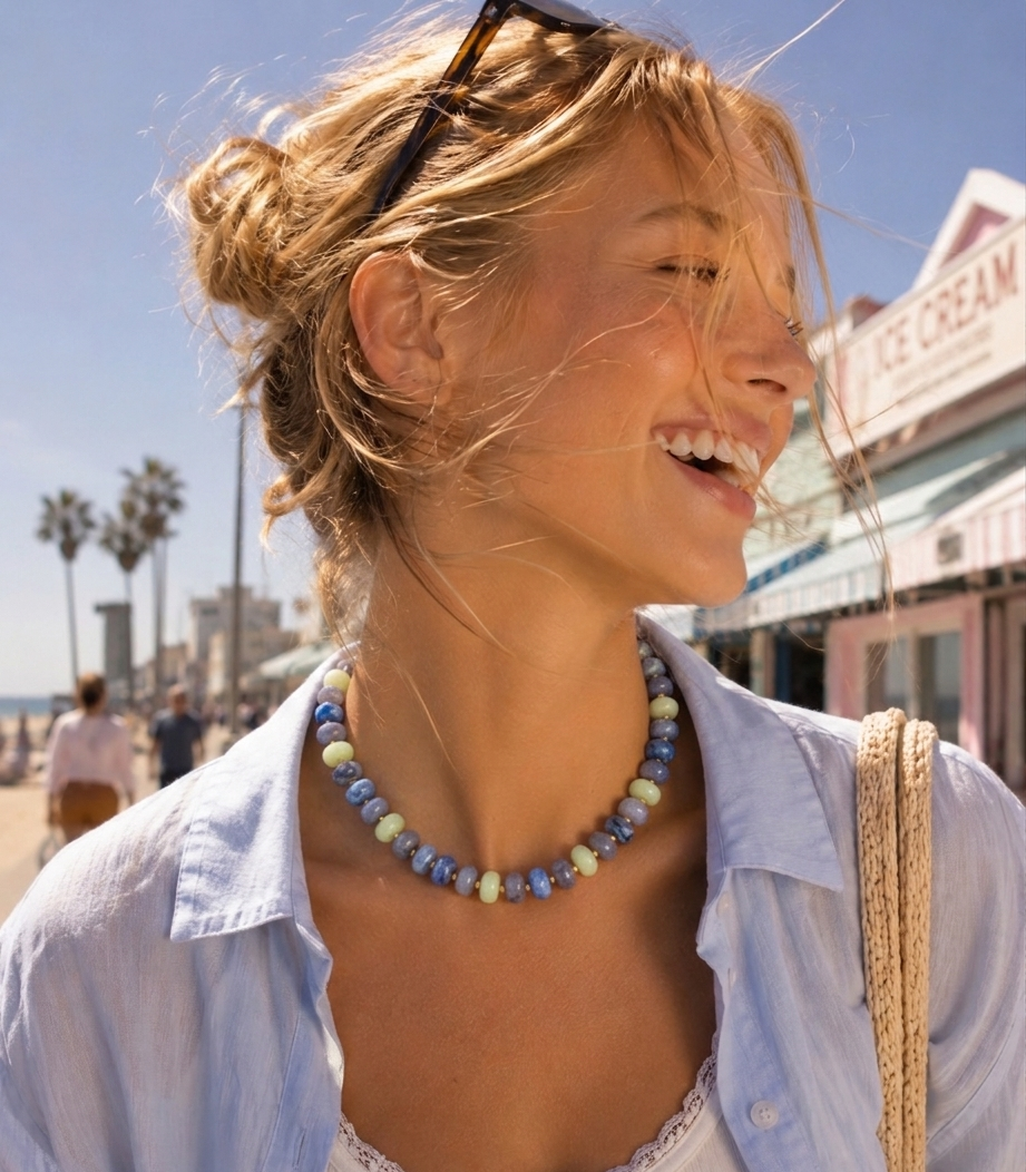 Mood Swirl Marble Bead Necklace: Multi