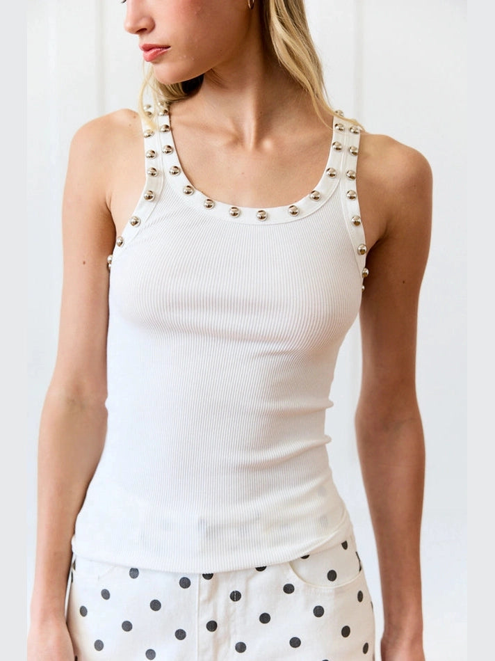 SANDY STUD TANK WHITE